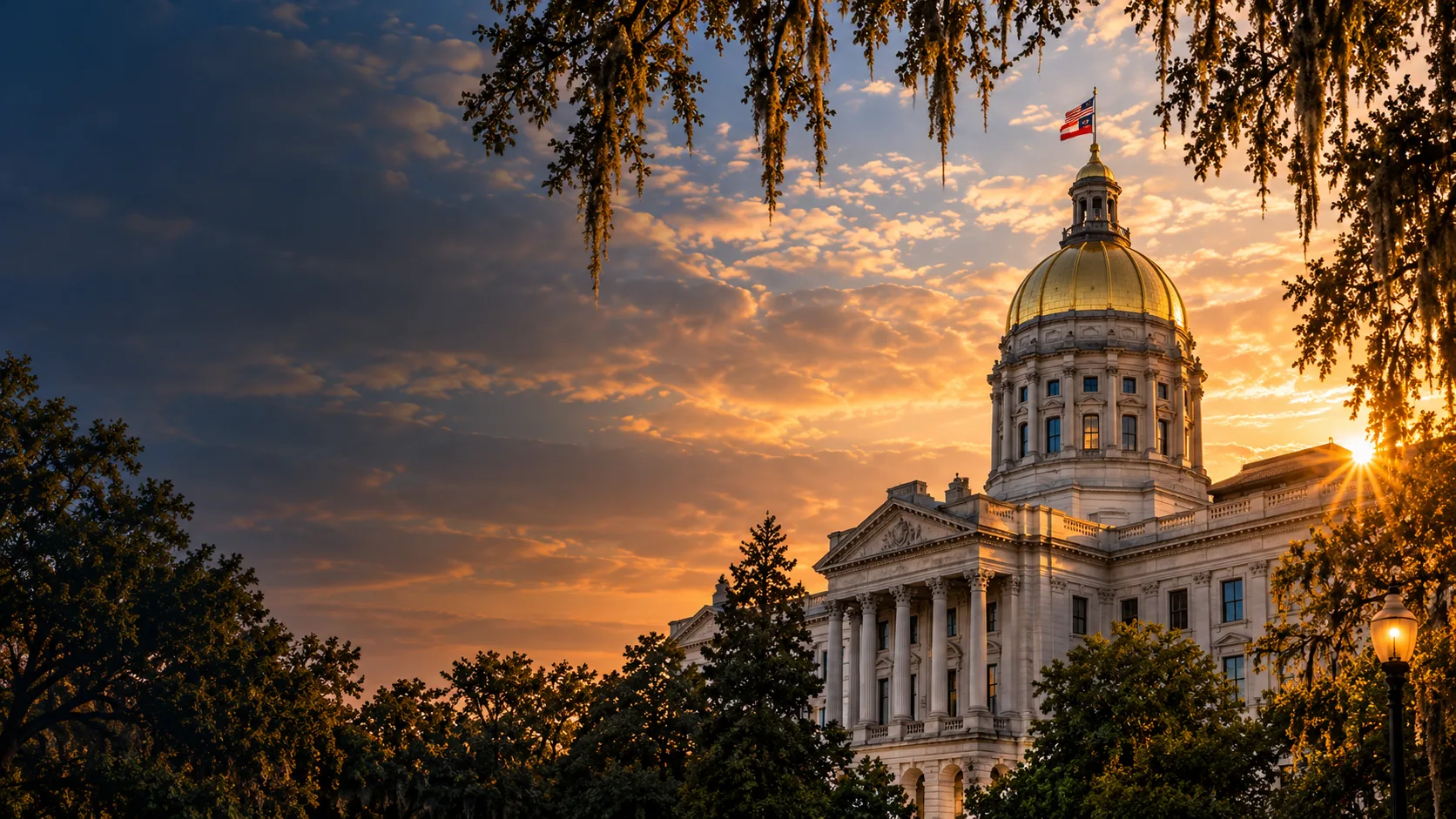 Georgia State Capitol at golden hour