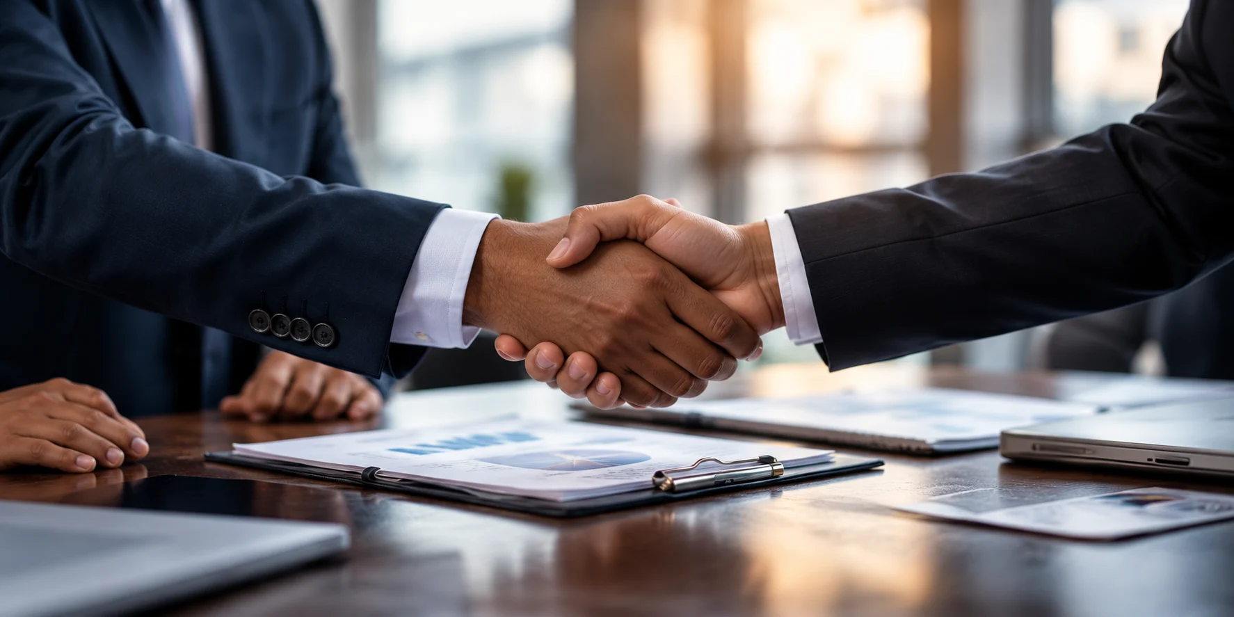 Professional handshake over an agreement