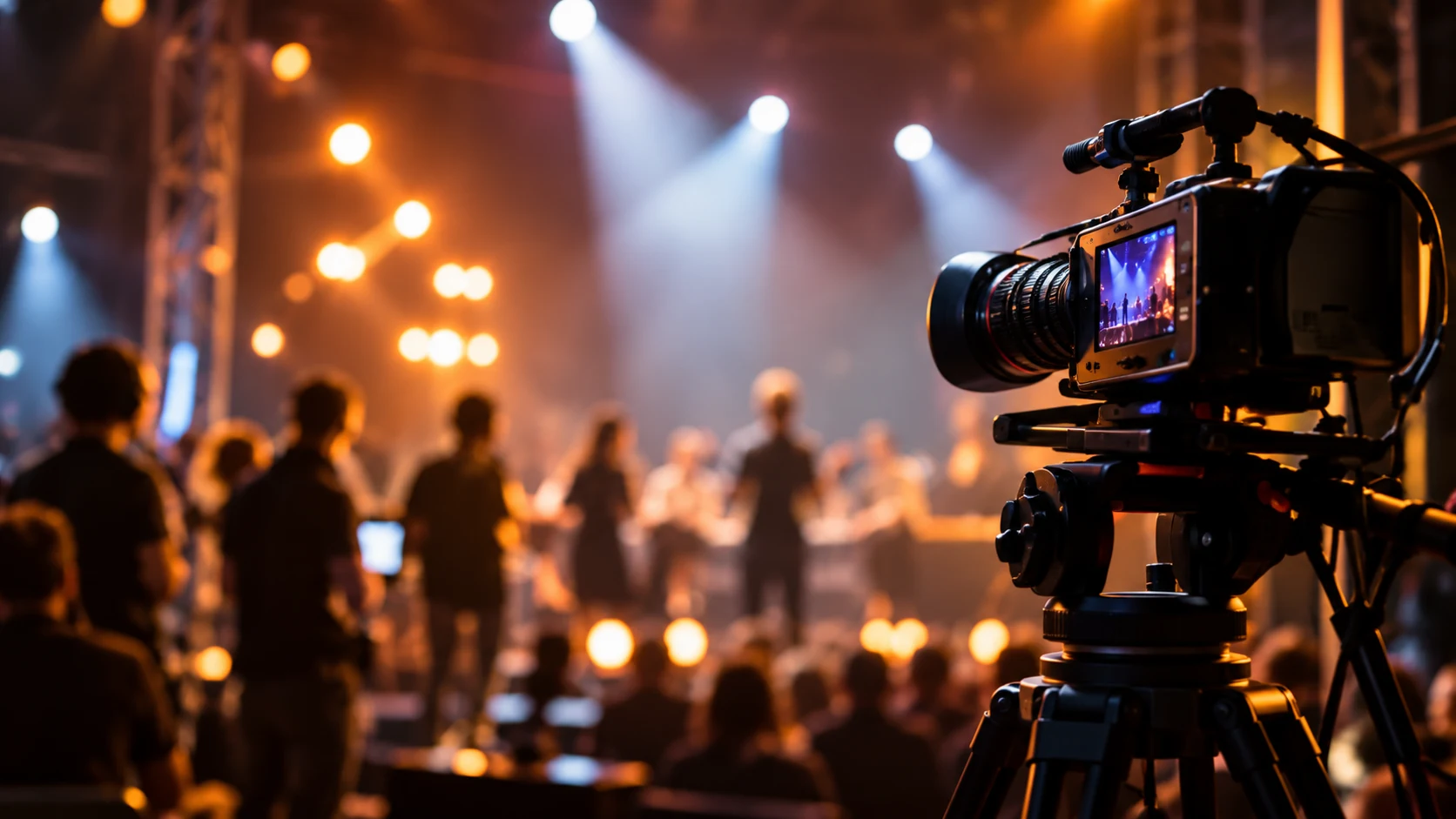 Professional film production camera recording an event